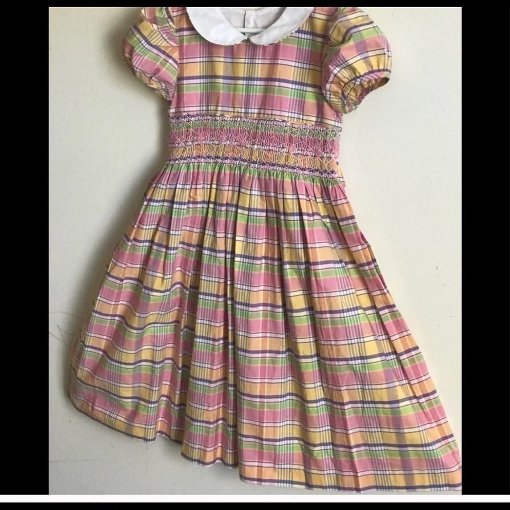 Rare Vintage 1980’s Hand Smocked Gingham Dress